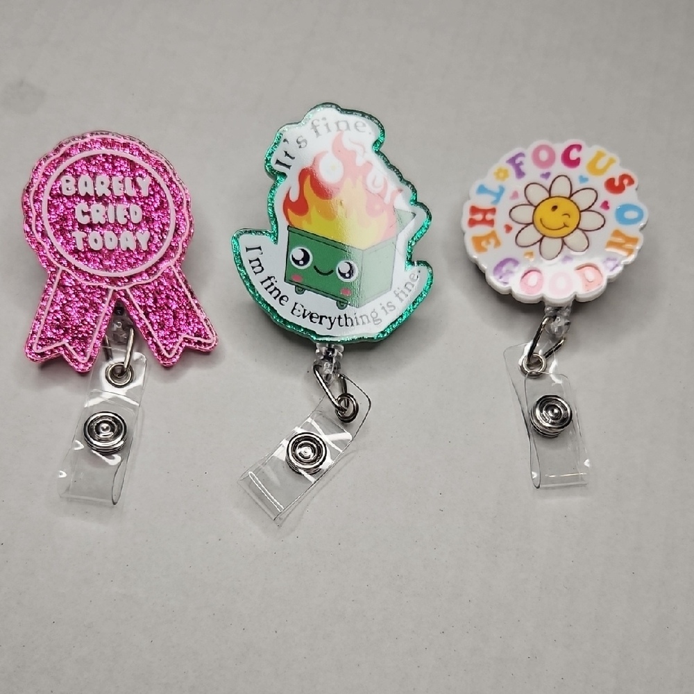 Badge Reel Bundle Of 3 with  Retractable Clip